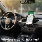Car Phone Charger Phone Holder 15W Wireless & Wired Charger Auto Sensing One-Touch Release and Rotation Qi FCC ROHS Certified - Image 3