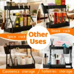 Under Sink Storage Organizers with Hanging Hooks 2 Tier Pull Out Drawers Cabinet Organiser Kitchen Rack for Bathroom - Image 5