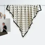 Hot Selling New 90 * 90 Women's Headscarf High-end Simple Black and White Polka Dot Printed Twill Silk Light Luxury Scarf - Image 3
