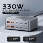 330W GaN USB C Charger, 100W PD3.0 PPS Fast Charging Station with 4-Port (3x USB-C, 1x USB-A). Compact Desktop Power Adapter for