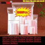 1000-100Pcs Small Zip Lock Plastic Bags Transparent Bag Reclosable Vacuum Storage Bag Clear Bags Ziplock Food Storage Zip Bags