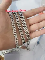 100% S925 Sterling Silver Bracelet 8MM Punk S925 Silver Jewelry Never Fade Carry certificate Men Women Jewelry Gifts - Image 2