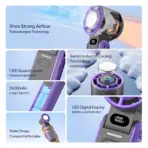 3600mAh Large Capacity Handheld Turbo Cooling Fan Foldable Mini Portable Fan 100 Wind Speed Adjustable High Speed Rechargeable - Image 4