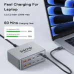 330W GaN USB C Charger, 100W PD3.0 PPS Fast Charging Station with 4-Port (3x USB-C, 1x USB-A). Compact Desktop Power Adapter for - Image 2