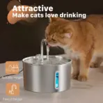 ZYFeeder 2.2L Automatic Water Fountain Stainless Steel Pet Water Feeder Cat/Dog Drink Bowl Water Dispenser Silent With Window - Image 2