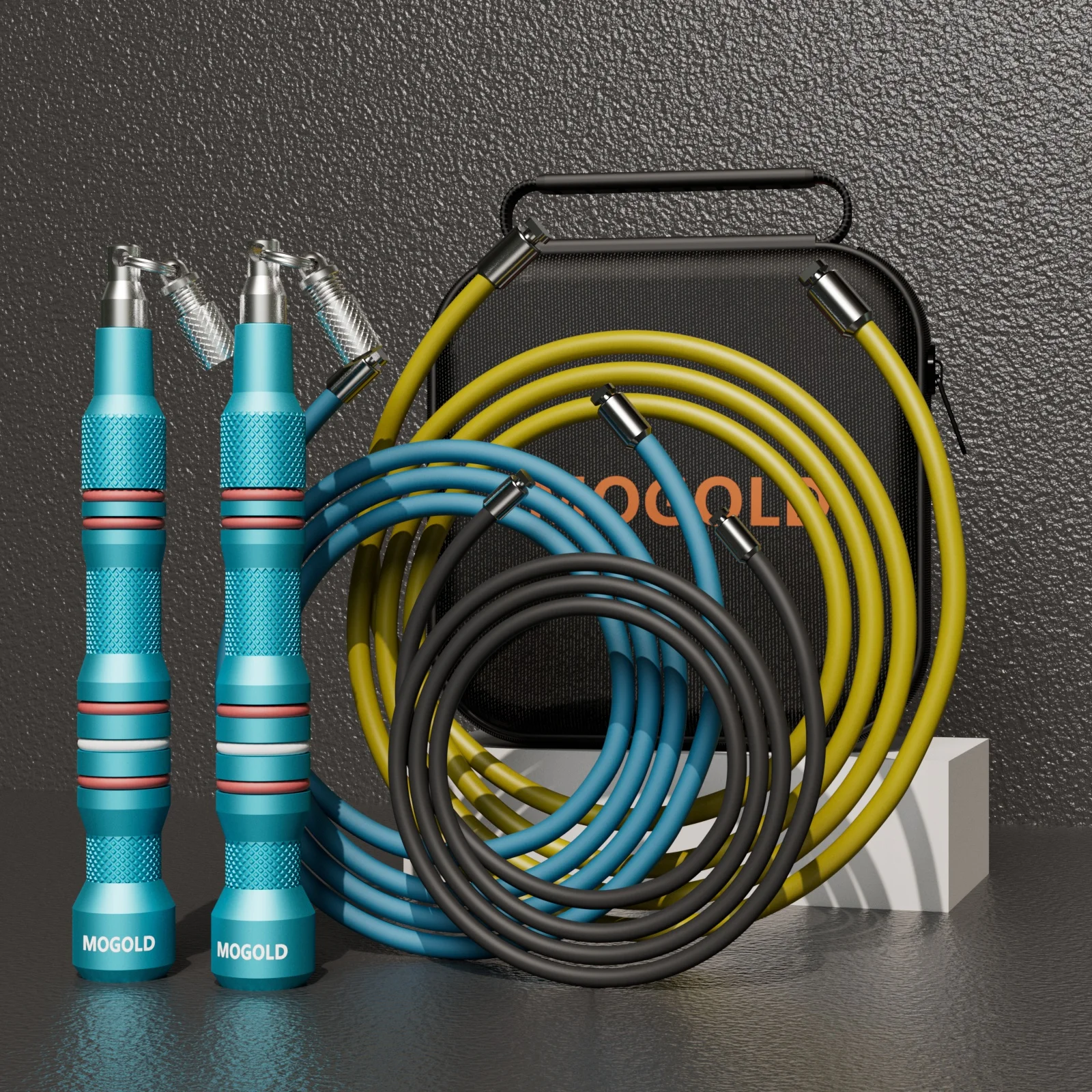 S6b475eb072b84b4f989c980443941db89.webp MOGOLD Professional Fitness Jump Rope with 3-Color Replaceable Cables - Burn Fat & Enhance Training Performance - Image 1