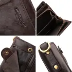 Real Leather Wallet for Men RFID Blocking Credit Card Holder Purse Male Short Bifold Zipper Coin Pocket with Anti-Theft Chain - Image 6