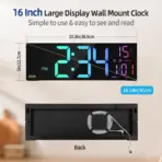 16.2'' Large Digital Wall Clock with Remote Control Big LED/Dual Alarm/8 RGB Colors Digital Alarm Clock Electronic Watch - Image 2