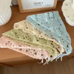 Fashion Knitted Headscarf Women French Pastoral Style Triangle Headband Handmade Crochet Headband Towel Retro Flower Headscarf - Image 2