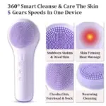 2026 5-in-1 Electric Facial Cleaner Face Cleansing Brush Spa Skin Care Massager Battery-Powered (Battery Not Included)