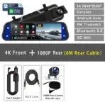 10"  Dash Cam 4K 3840*2160P Car Dvr Carplay Android Auto GPS 5G WIFI AUX Stream RearView Mirror Dashcam Camera Drive Recorder FM - Image 10