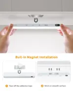 WILLED Under Cabinet Lights Rechargeable Battery Display 60 LED Touch Light Bar Motion Sensor Light Closet Light Night Lights - Image 5