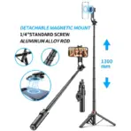 Extendable Selfie Stick Tripod 1/4'' Standard Screw 360° Rotatable for iPhone Action Camera Fill Light Portable Vlog Stand Mount - Image 3