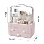 1pc Cosmetics Storage Box, Dust‑Proof Desktop Makeup Organizer with Drawer for Skin Care Products Household Vanity Storage - Image 8