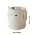 Lambs Wool Laundry Basket Toys Snacks Storage Organizer Handheld Dirty Laundry Basket Plush  Laundry Basket Sundries Organizer - Image 10