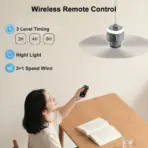 12000mAh Portable Ceiling Fans Outdoor Camping Fan Tent Air Circulator Cooler Rechargeable Electric Fan Remote Control LED Light - Image 4