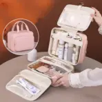 New PU Leather Hanging Cosmetic Bag For Women Portable Storage Makeup Organizer Large Capacity Travel Toiletry Storage Bags - Image 9