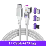 AUFU 16pin 180 Rotate Magnetic Cable 240W Fast Charging Micro USB Type C Cable For iPhone Xiaomi Samsung Magnet USB Phone Cable - Image 16