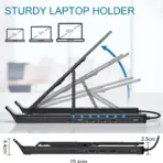 KEBIDUMEI Foldable Laptop Stand 4IN1 USB RGB Stand Portable Notebook Bracket Support Base Aluminum Alloy Holder For Macbook PC - Image 5