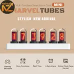 IPS Nixie Tube Alarm Clock with Colorful RGB Lights for Game Room Decoration. DIY Clock Faces and Pictures for Gift Idea