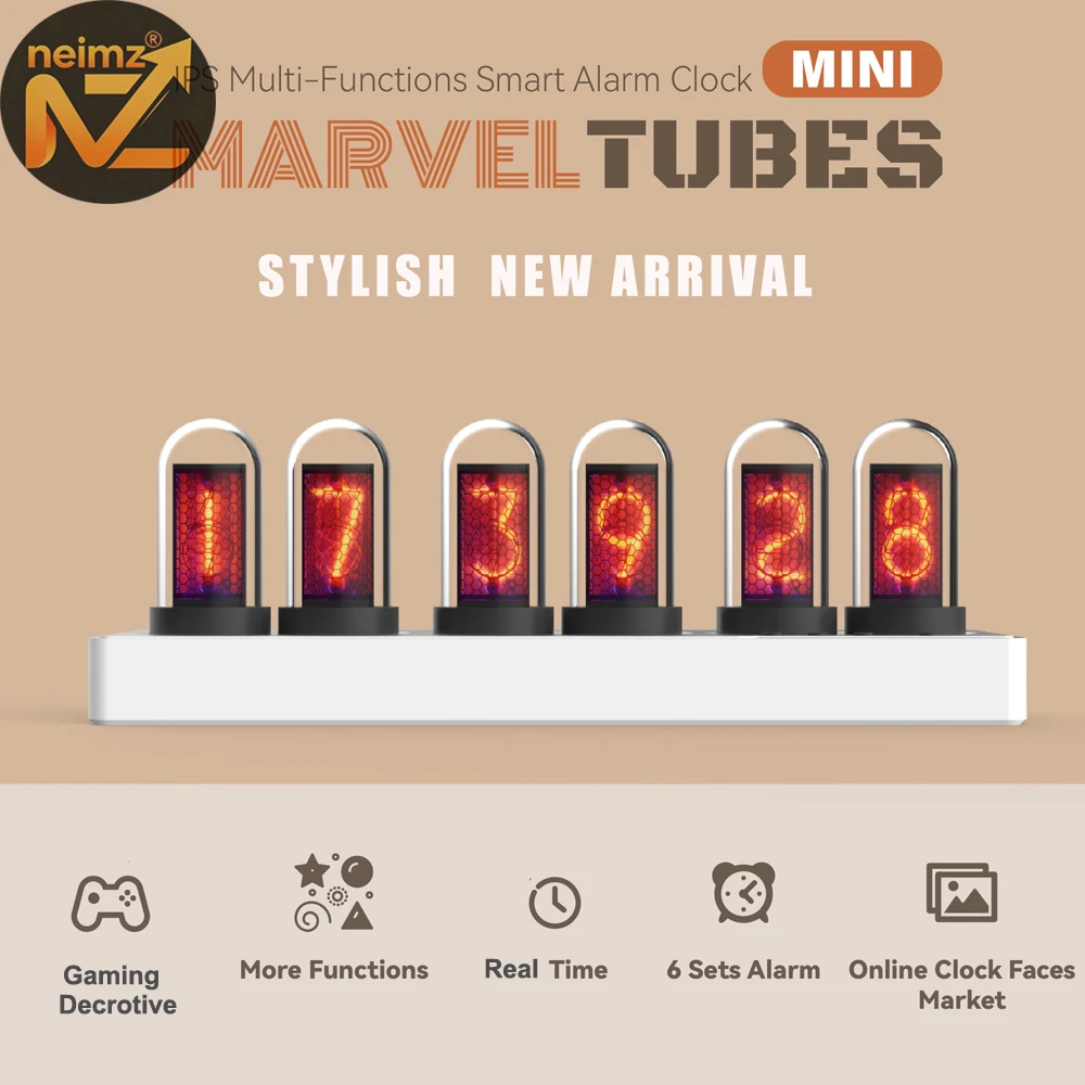 S7f9f712170d54a68b87e7b212ad5fca2a.webp IPS Nixie Tube Alarm Clock with Colorful RGB Lights for Game Room Decoration. DIY Clock Faces and Pictures for Gift Idea - Image 1