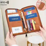 Anti theft RFID shielded passport clip travel wallet waterproof PU ticket storage bag multifunctional passport wallet - Image 2