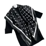 Hot Selling New 90 * 90 Women's Headscarf High-end Simple Black and White Polka Dot Printed Twill Silk Light Luxury Scarf - Image 5