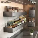 Wall Mounted Kitchen Condimenters Spice Rack Organizer Shelf Kitchen Storage Wall Shelf Organizers Hanging Hook Rack For Kitchen - Image 2