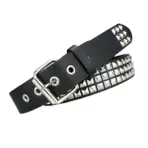 2026 New Square Bead Rivet Belt Metal Pyramid Belt Men and Women Punk Hardware Jeans Belt Y2K Belt Designer Belt Women's Belts - Image 4