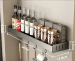 Wall Mounted Kitchen Condimenters Spice Rack Organizer Shelf Kitchen Storage Wall Shelf Organizers Hanging Hook Rack For Kitchen - Image 11