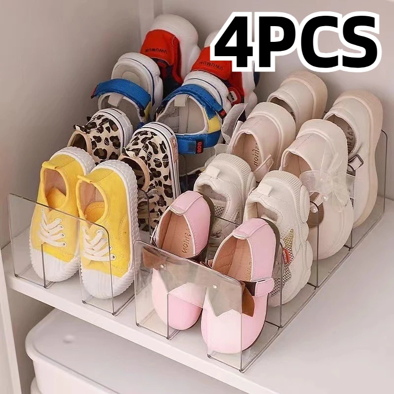 S850c7f97b2f149cabdd4f93a75d898bfc.webp 4 Grids Shoe Storage Device Shelf Saves Space Children's Shoes Storage Box Shoe Box Student Dormitory Shoe Cabinet Shoe Rack - Image 1