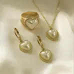 LATS 3 Pcs/Set Round Pearl Pendant Necklace For Women Exquisite Fashion Rhinestone Double  Earring Wedding Jewelry Set Gift - Image 12