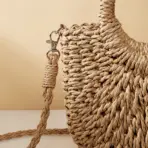 Handwoven Straw Rattan Half-Moon Beach Handbag Large Capacity Women Summer Hollow Out Crossbody Shoulder Bag - Image 4