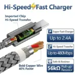 3A USB A to Type C Cable Nylon Braided High-Speed Data Cable USb C Fast Charger Cable Suitable For Xiaomi Samsung Huawei USB C - Image 2