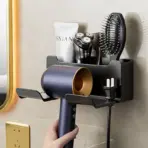 Hair Dryer Holder Wall Mounted Wall Dryer Cradle White Black Grey Hairdryer Blow Dryer Organizer for Bathroom Bathroom Shelves - Image 2