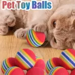 5/10/30PCS Rainbow EVA Cat Toys Ball Interactive Cat Dog Play Chewing Rattle Scratch EVA Ball Training Balls Pet Toys Supplies - Image 2