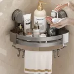 Suction Cup Shower Corner Shelf – Wall Mounted No-Drill Organizer for Shampoo Bottles, Bathroom Storage Rack