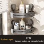 Suction Cup Shower Corner Shelf – Wall Mounted No-Drill Organizer for Shampoo Bottles, Bathroom Storage Rack - Image 8
