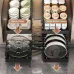 Under Cabinet Sliding Pots and Pans Organizer - Pull Out Kitchen Storage Tray with 8 Adjustable Dividers for Lids and Cookware - Image 3