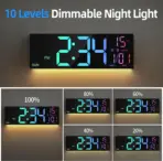 16.2'' Large Digital Wall Clock with Remote Control Big LED/Dual Alarm/8 RGB Colors Digital Alarm Clock Electronic Watch - Image 5