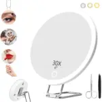 Tweezers & Scissors 30x Magnifying Mirror Set LED-Lit Magnifying Makeup Mirror 30x Magnification Makeup Mirror Portable Travel