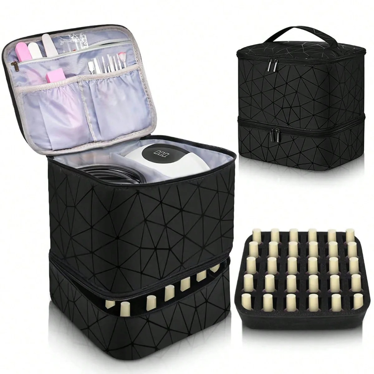 S909bf5fcd480442092cbd4dd8cfbde892.webp The new nail polish Portable bag Double layer nail polish storage bag can hold 30 bottles of makeup bag storage bag - Image 1