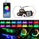 2PCS LED Angel Eyes RGB APP Bluetooth Hexagon Halo Rings For Car Scooter Motorcycle With Turn Signal Yellow 70MM 80MM 85MM 90MM - Image 2