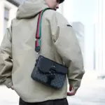 Fashionable Jacquard Pattern Men's Crossbody Bag High-End Casual Shoulder Bag for Commuting Business Waterproof Daily Sling Bag