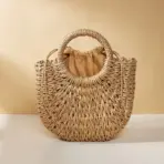 Handwoven Straw Rattan Half-Moon Beach Handbag Large Capacity Women Summer Hollow Out Crossbody Shoulder Bag - Image 3