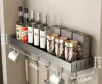 Wall Mounted Kitchen Condimenters Spice Rack Organizer Shelf Kitchen Storage Wall Shelf Organizers Hanging Hook Rack For Kitchen - Image 10