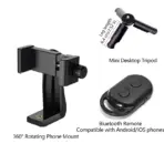 360° Rotating Phone Tripod Mount 1/4 Screw Phone Clip Holder Tripod Bluetooth Remote Extension Pole for iPhone Vlog 1/2/5 Pack - Image 10
