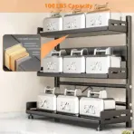 3 Tier Spice Storage Rack for Countertop Adjustable Spice Organization for Cabinet Kitchen Organizer Metal Shelf Black - Image 4