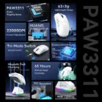 Attack Shark X11  X11SE Wireless Gaming Mouse 3-Mode , PAW3311, 22000DPI, 400IPS, PC Gaming Mouse - Image 3