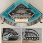 1-2PCS Bathroom Corner Shelf with Plastic Hook Towel Bar No Drill Space Aluminum Shower Storage Rack Bathroom Organizer - Image 2